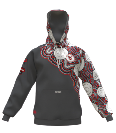 Charcoal Indigenous Asymmetrical Valley Dragons Hoodie